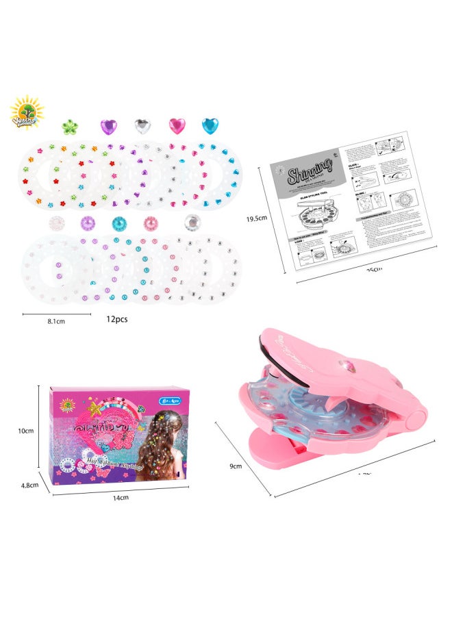 Girl's Nail Drill Dress Up Accessories Suit Hair Diamond Sticker Toy Magic Nail Drill Children's Head Hair Sticker Drilling Machine-Specifications:SP20-1E Purple +12 Diamond Stickers (color Box)  - Image 4