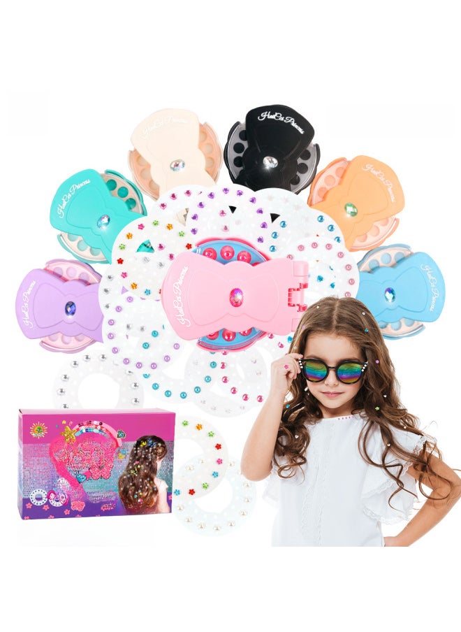 Girl's Nail Drill Dress Up Accessories Suit Hair Diamond Sticker Toy Magic Nail Drill Children's Head Hair Sticker Drilling Machine-Specifications:SP20-1E Purple +12 Diamond Stickers (color Box)  - Image 2
