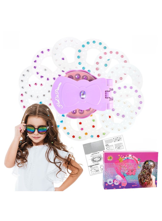 Girl's Nail Drill Dress Up Accessories Suit Hair Diamond Sticker Toy Magic Nail Drill Children's Head Hair Sticker Drilling Machine-Specifications:SP20-1E Purple +12 Diamond Stickers (color Box)  - Image 5