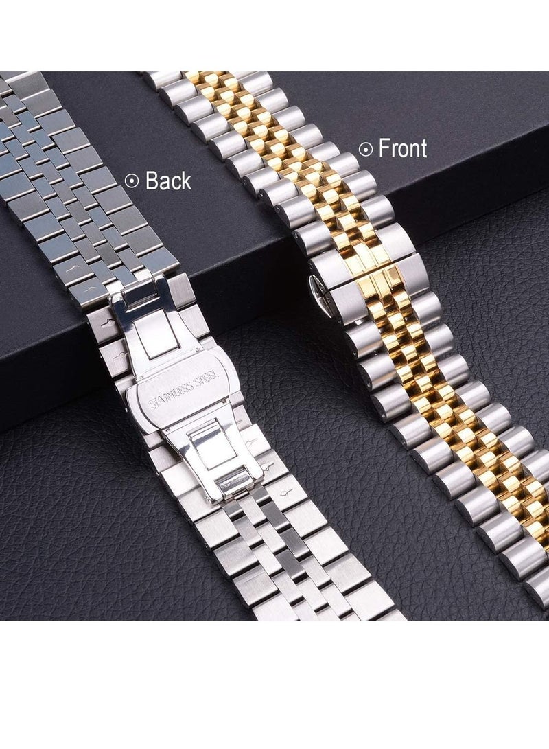 GENNEXT Stainless Steel Heavy Band with Butterfly Folding Clasp Link Bracelet for iWatch Series8/7/6/SE Series 5/4/3/ size42/44/45/49mm - Image 3