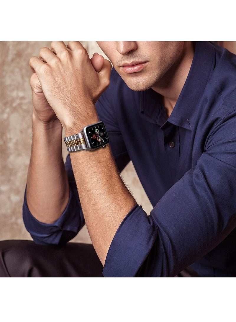 GENNEXT Stainless Steel Heavy Band with Butterfly Folding Clasp Link Bracelet for iWatch Series8/7/6/SE Series 5/4/3/ size42/44/45/49mm - Image 4