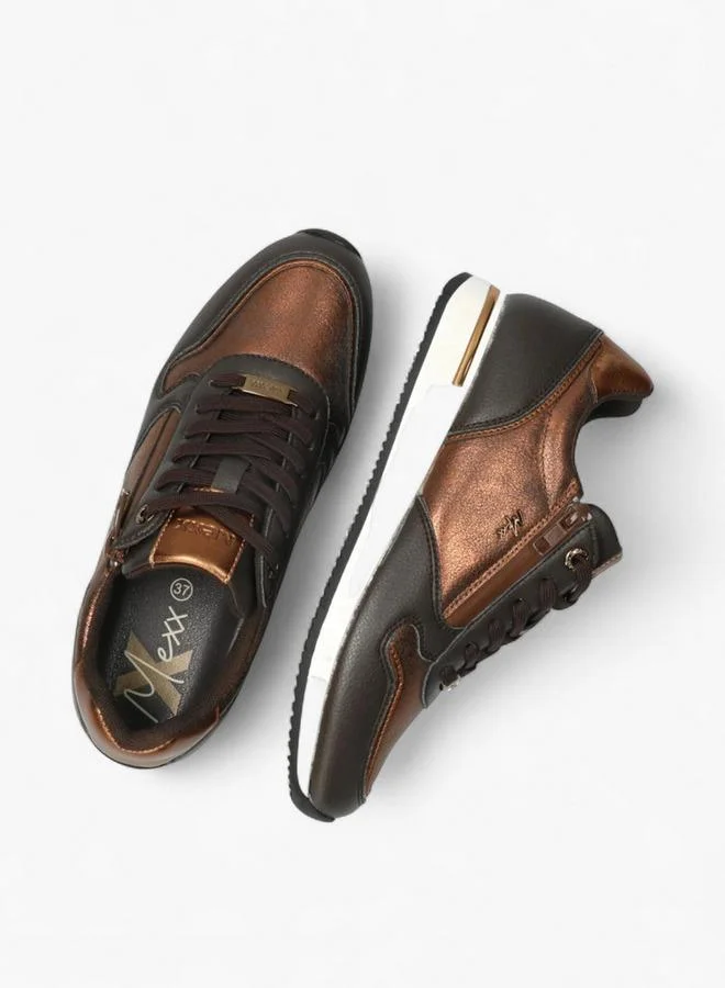 Mexx BROWN Textured Lace-Up Sneakers for Women | Best Price UAE