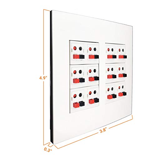 DIYTECH Premium 12 Speaker Wall Plate, Supports 12 Configurations, Screwless 2 Gang Plate with Speaker Port - Image 3