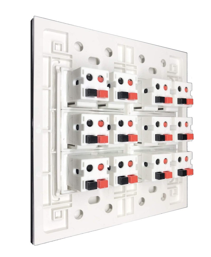 DIYTECH Premium 12 Speaker Wall Plate, Supports 12 Configurations, Screwless 2 Gang Plate with Speaker Port - Image 4