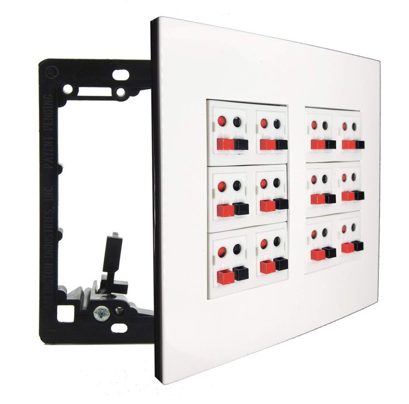 DIYTECH Premium 12 Speaker Wall Plate, Supports 12 Configurations, Screwless 2 Gang Plate with Speaker Port - Image 2