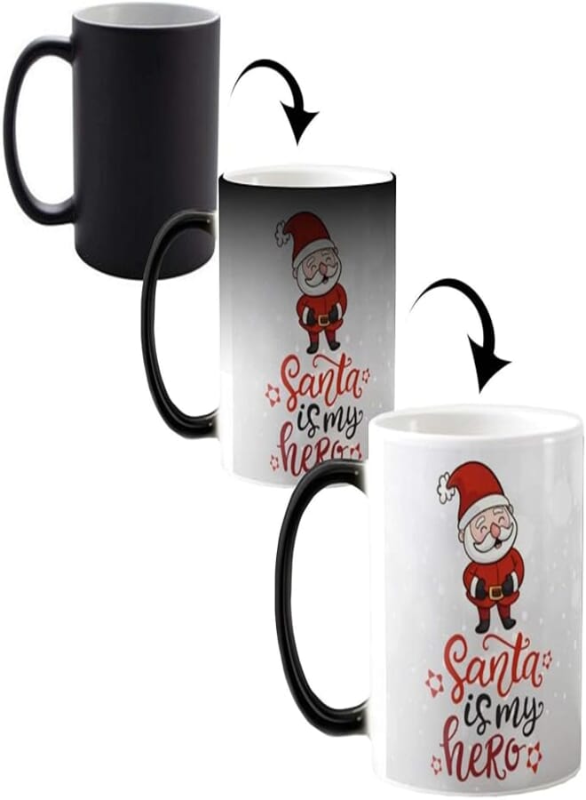 FUNKY STORE Santa is My Hero Magic Christmas Ceramic Coffee Mug (330 ml, White)