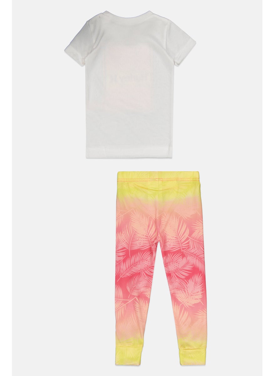 Hurley Toddlers Girl 2 Pieces Brand Logo Top And Bottom Set, Pink Combo  - Image 2