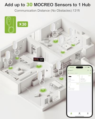 MOCREO MS1 Wireless Thermometer Freezer Alarm, Required Hub (Not Include), Email Alert, App Notification, Data Logging Export, No Subscription Fee, for Refrigerator, Freezer, Hot Tub - Image 2