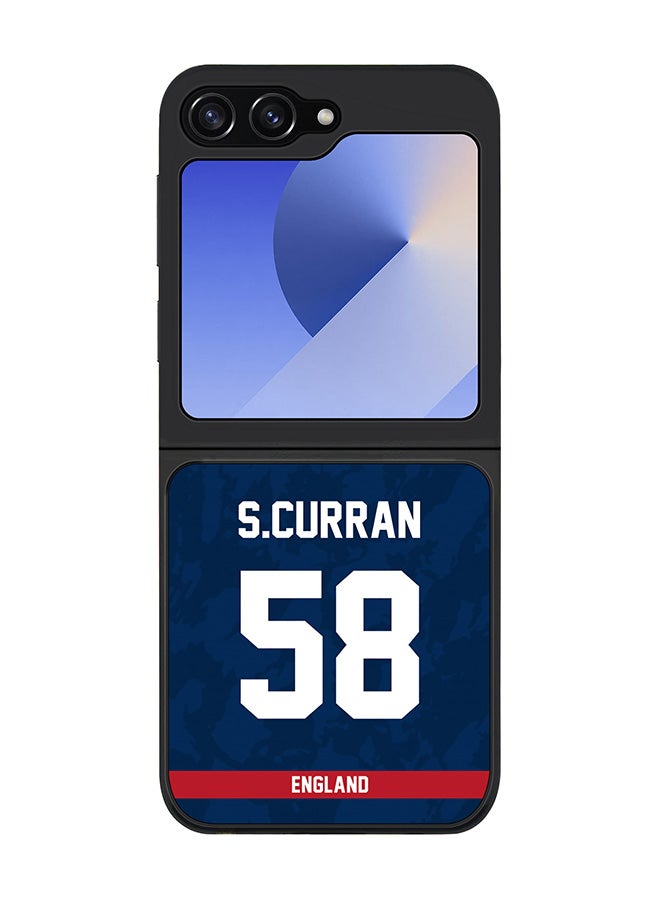 Stylizedd Rugged Black edge case for Samsung Galaxy Z Flip6, Slim fit Soft Case Flexible Anti Drop TPU Gel Thin Cover - Team England Sam Curran, Jersey No 58 - Image 1