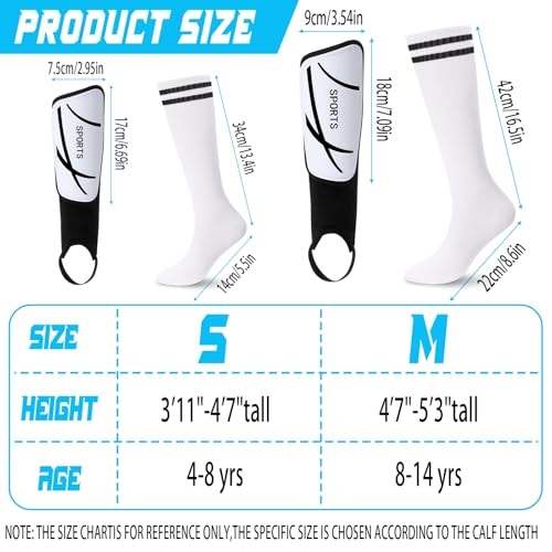 VercanMonth Soccer Shin Guards and Socks Kids Youth Lightweight Soccers Pads Defender with Ankle Protection Ski Shin Guards Football Equipment for Age 414 Toddler Boy GirlMediumSportsWhite - Image 3
