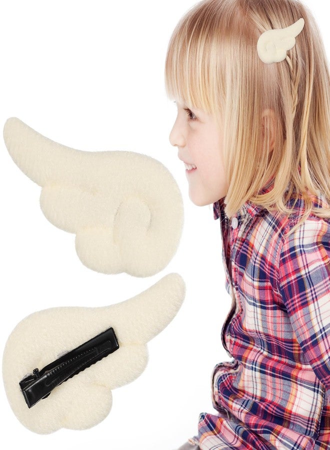 Beaupretty Angel Wings Hair Clips, Cartoon Hair Clips Cute Adorable Hair Barrettes Plush Non Slip Hair Clamps Barrettes for Girls and Women (White) - Image 2