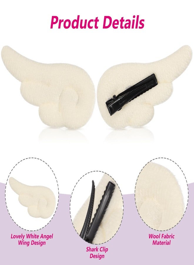 Beaupretty Angel Wings Hair Clips, Cartoon Hair Clips Cute Adorable Hair Barrettes Plush Non Slip Hair Clamps Barrettes for Girls and Women (White) - Image 3