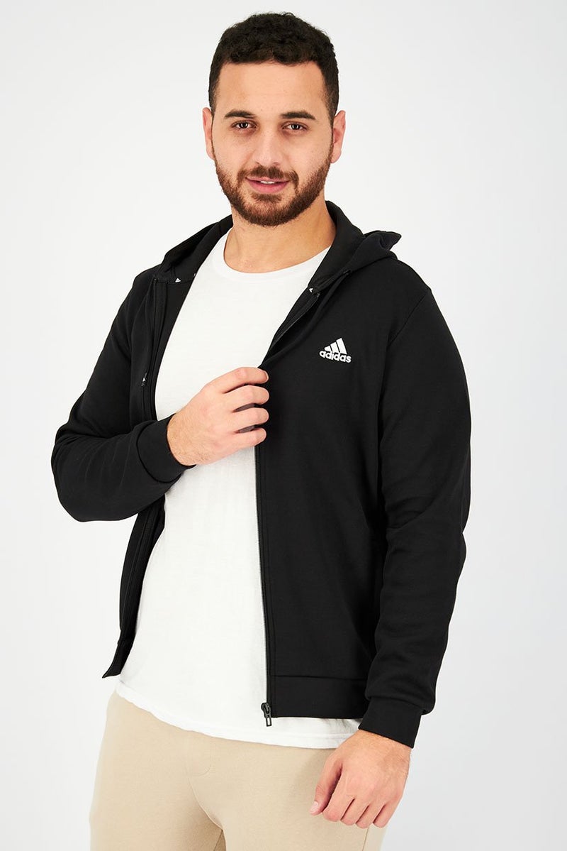 Adidas Men Sportswear Fit Training Full Zip Hoodie Jacket, Black - Image 1