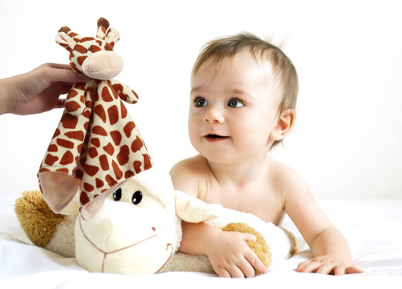 CREVENT Soft Plush Animal Face Security Blankets for Boys and Girls, Great Gifts for Birthday Baby Shower(Brown Giraffe) - Image 4