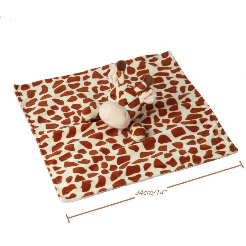CREVENT Soft Plush Animal Face Security Blankets for Boys and Girls, Great Gifts for Birthday Baby Shower(Brown Giraffe) - Image 3