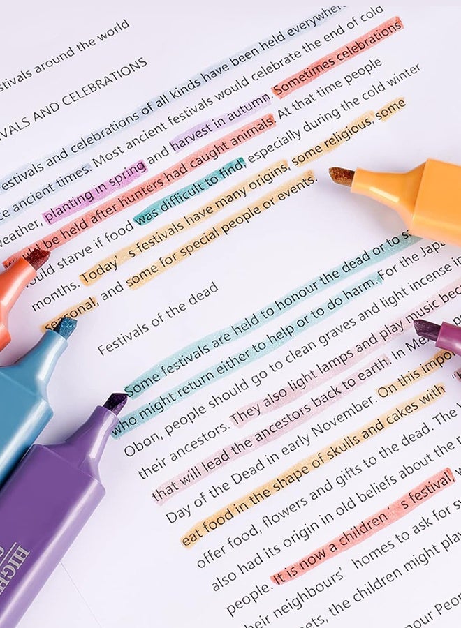 حالة غو GN أقلام تظليل لامعة بثمانية ألوان، برأس مشطوف، كتابة سلسة، مثالية لتظليل الملاحظات، والأعمال اليدوية، وسجل القصاصات، والاستخدام المكتبي - Image 4