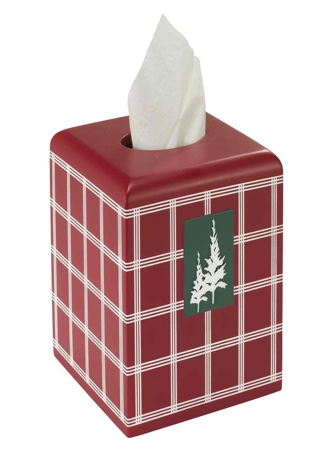 IZOD - Tissue Box Cover, Decorative Countertop Accessories, Holiday Home Decor, Dorm Room Essentials (Nordic Collection, Red) - Image 1