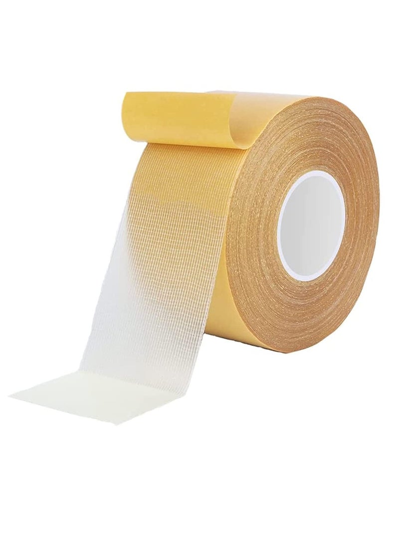 Peachjoy Double Sided Tape Heavy Duty, 5cmx20m Universal High Tack Strong Wall Adhesive with Fiberglass Mesh, Super Sticky Resistente Clear Tape, Easy Use Mounting Tape for Rug Fixed Floor Wall Deco  - Image 1