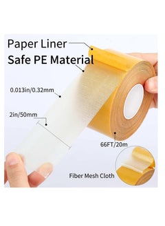Peachjoy Double Sided Tape Heavy Duty, 5cmx20m Universal High Tack Strong Wall Adhesive with Fiberglass Mesh, Super Sticky Resistente Clear Tape, Easy Use Mounting Tape for Rug Fixed Floor Wall Deco  - Image 2