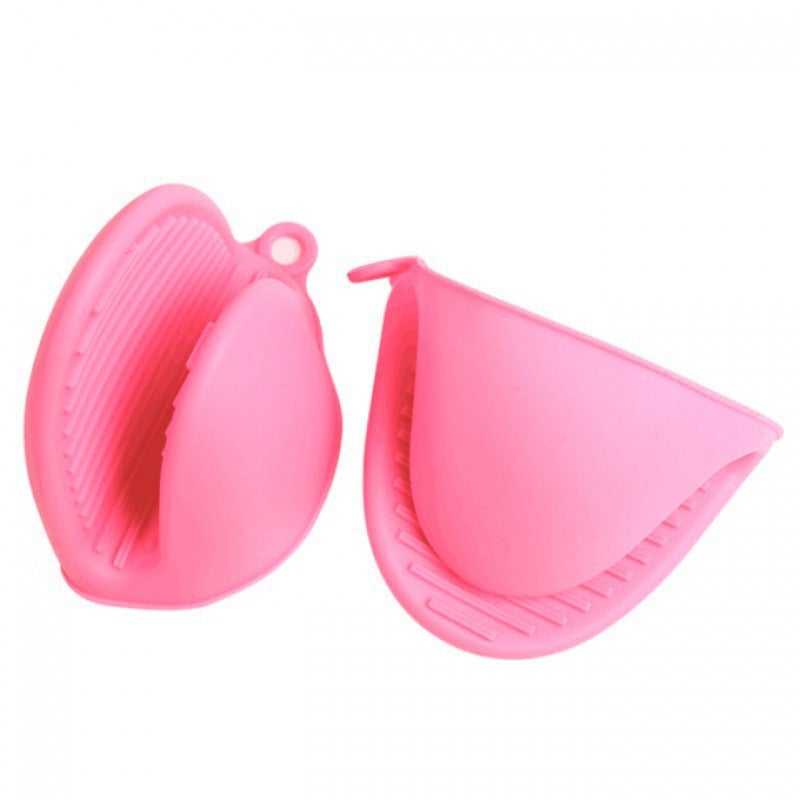 Thickened kitchen heat insulation clip silicone heat insulation gloves high temperature resistant casserole anti-scald clip baking oven microwave oven Bowl Pink - Image 1