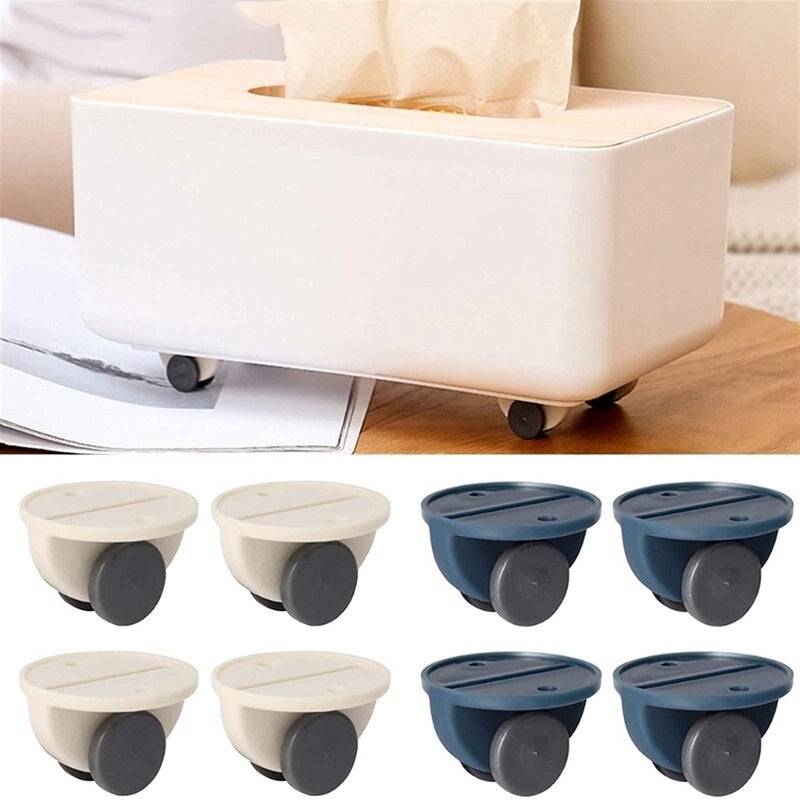 LOMESH LOMESH 4 pcs Adhesive Caster Wheel Non Swivel Casters Hard Plastic Caster for Furniture Storage Box Baby Toys Car Cloth Bin Container Moving Carton Multi Color - Image 1