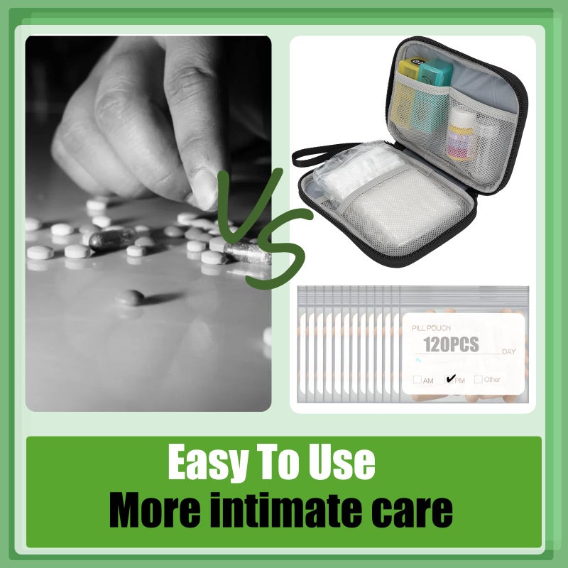 Yewltvep Pill Pouch Bags for Travel with Medicine Bag, Pack of 120 BPA Free 3 x 2.75 inch Reusable Pill Bag for Medicine with Write on Label Clear Ziplock Seal Daily AM PM Pill Baggies for Medicine Organizer - Image 5