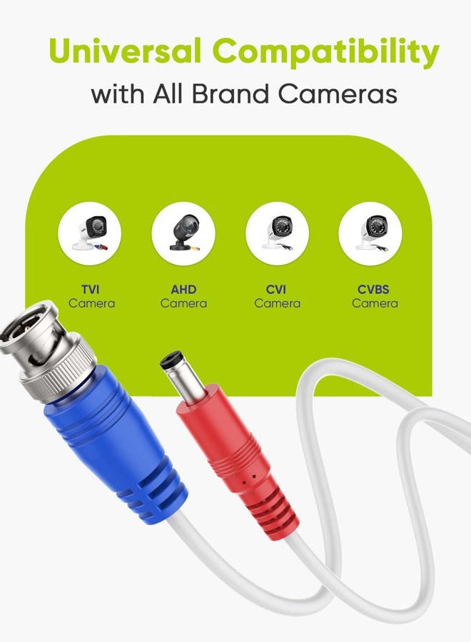 SANNCE 4-Pack 100ft BNC Video and Power Security Camera Cable with BNC Connectors and RCA Adapters For CCTV Camera System (White) - Image 5