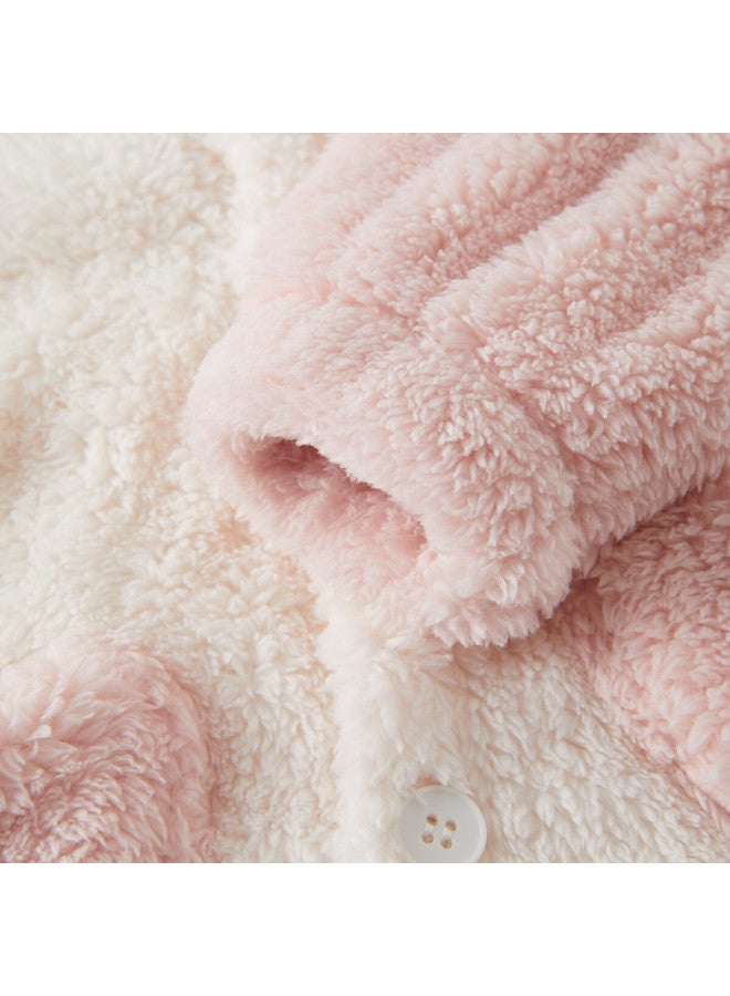Wellber Kids Boys Girls Coral Fleece Cute Hooded Pajama Set Homewear Two-piece Shy Rabbit 110