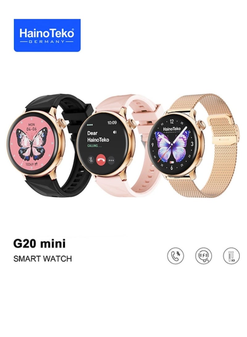 Haino Teko G20 Mini Smart Watch Real AMOLED Display with 3 Pairs of Straps for Women - Image 1