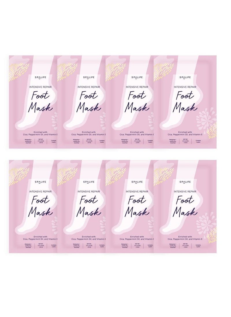 SpaLife - SpaLife Intensive Repair Soothing Foot Masks Enriched with Cica, Peppermint Oil, and Vitamin E (8 PACK) - Image 1