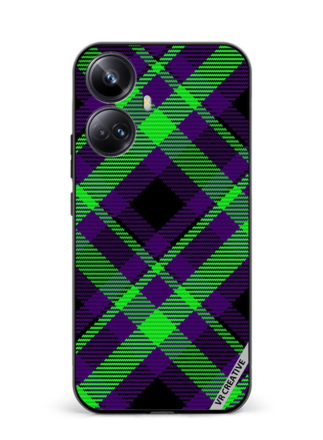 VR CREATIVE Protective Case Cover For Realme 10 Pro Plus Black Green Checkered Design Multicolour - Image 1