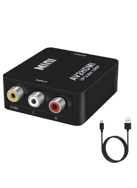 RCA to HDMI, AV to HDMI CVBS to HDMI Converter, CVBS RAC Audio and Video Adapter 720p/1080P, Widely Used Retro Games/TV/VCR/PS1/PS2 / DVD/PAL/NTSC