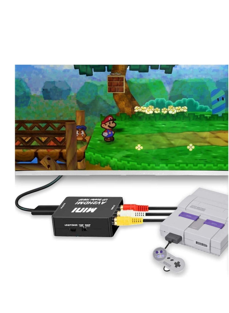 SYOSI - RCA to HDMI, AV to HDMI CVBS to HDMI Converter, CVBS RAC Audio and Video Adapter 720p/1080P, Widely Used Retro Games/TV/VCR/PS1/PS2 / DVD/PAL/NTSC - Image 1
