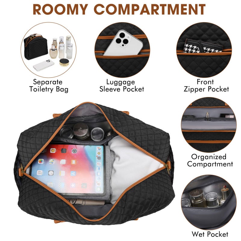 LUOCIP Travel Duffle Bag Weekender for Women - Carry-On Overnight Bag Personal Item Bag with Shoe Compartment & Wet Pocket Large Weekend Tote Bags with Toiletry Bag Hospital Bags for Labor and Delivery - Image 4