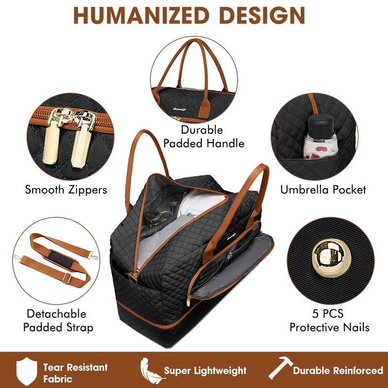 LUOCIP Travel Duffle Bag Weekender for Women - Carry-On Overnight Bag Personal Item Bag with Shoe Compartment & Wet Pocket Large Weekend Tote Bags with Toiletry Bag Hospital Bags for Labor and Delivery - Image 3