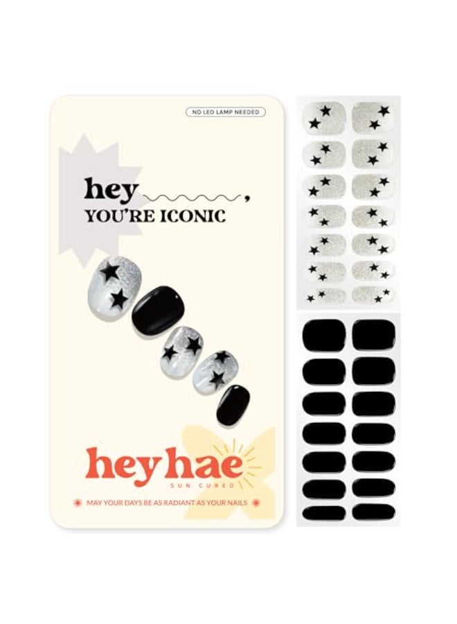 Heyhae Semi Cured Gel Nail Strips No LED Lamp Needed Spring Marble Pink Easy Apply Remove Salon Quality Includes 28 Strips 1 Prep Pads Nail File Wooden Stick Hey Youre Iconic - Image 1