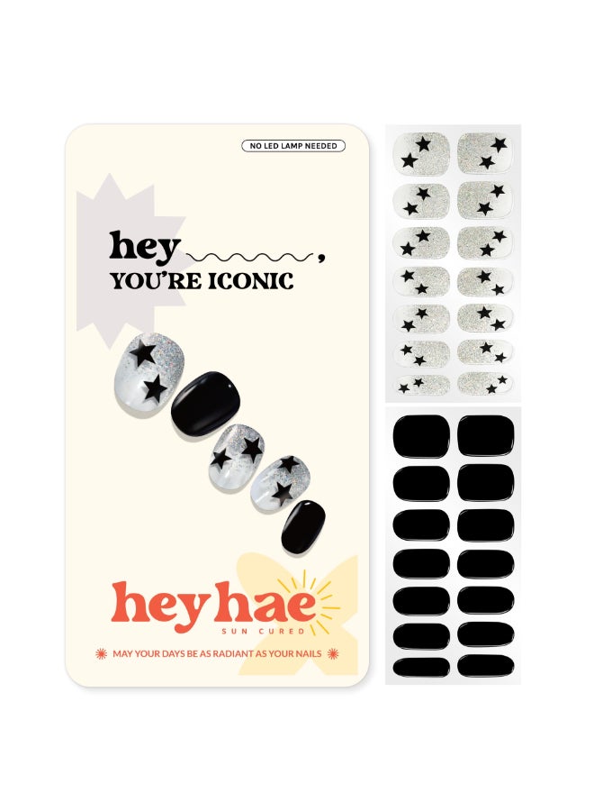 Heyhae Semi Cured Gel Nail Strips No LED Lamp Needed Spring Marble Pink Easy Apply Remove Salon Quality Includes 28 Strips 1 Prep Pads Nail File Wooden Stick Hey Youre Iconic - Image 2