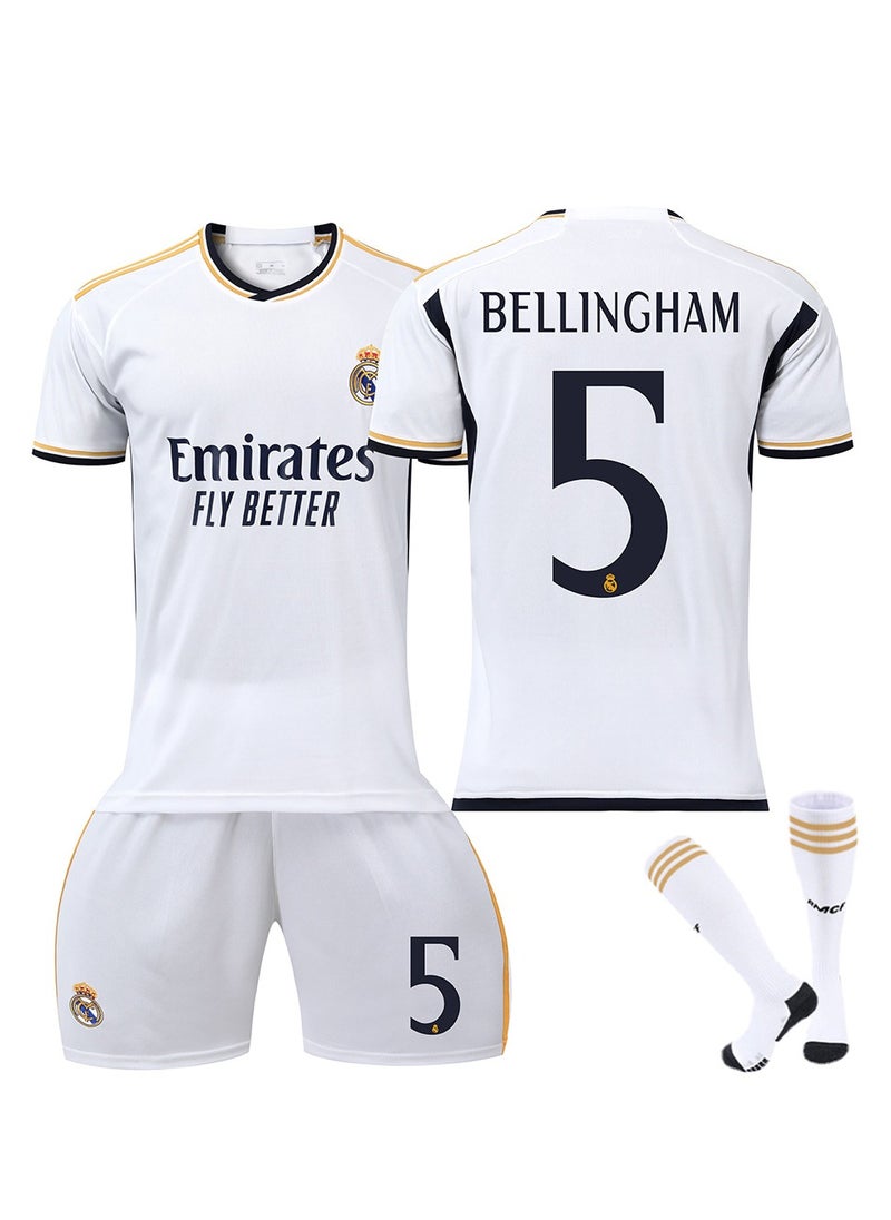 Generic - 23/24 Season Madrid Home Football Kits BELLINGHAM #5 Fans Football Jersey/Shorts Socks Gift Set Youth Sizes and Adult Size - Image 1