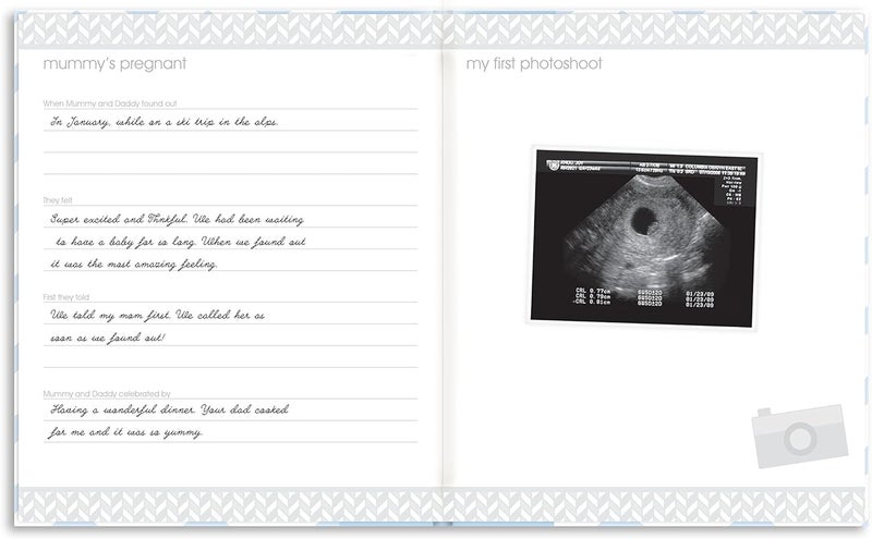 pearhead Field test upgraded craftsmanship First 5 Years Chevron Baby Memory Book with Included Clean-Touch Baby Safe Ink Pad to Create Baby's Handprint or Footprint, Keepsake Milestone Journal, UK English Version, Blue Simple multifunctional build - Image 4