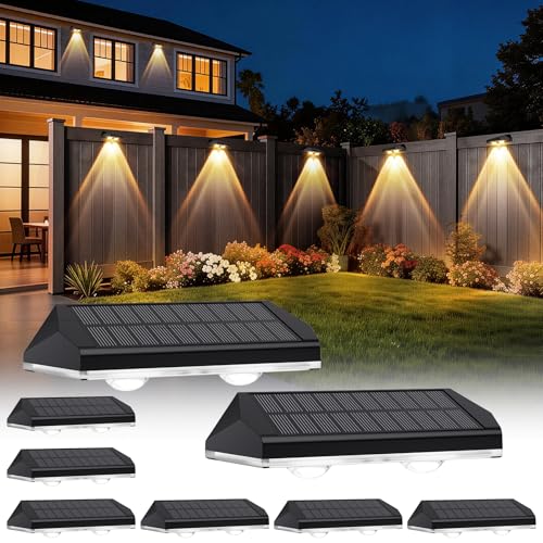 AUDLES Solar Fence Lights Outdoor 3 Modes WarmNeutralCool White Fence Lights Solar Powered for Outside IP65 Waterproof 60 Lumens Solar Light for Step Pathway Garden Deck Stairs 8 Pack - Image 1