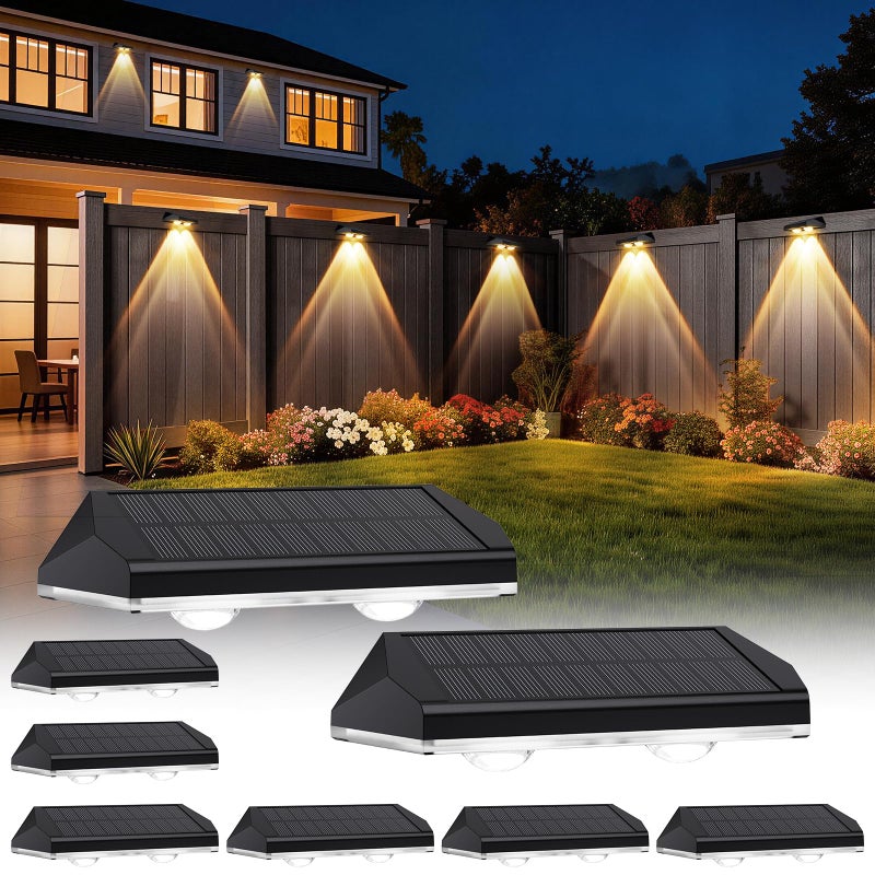 AUDLES Solar Fence Lights Outdoor 3 Modes WarmNeutralCool White Fence Lights Solar Powered for Outside IP65 Waterproof 60 Lumens Solar Light for Step Pathway Garden Deck Stairs 8 Pack - Image 2