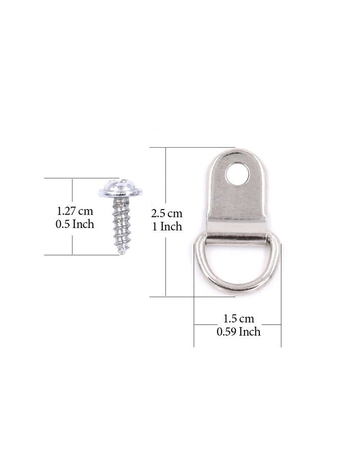 Rustark 110Pcs Silver Metal D Ring Picture Hangers Frame Hanging Hangers Single Hole with Screws for Picture Painting Frame Cross-stitch - Image 2
