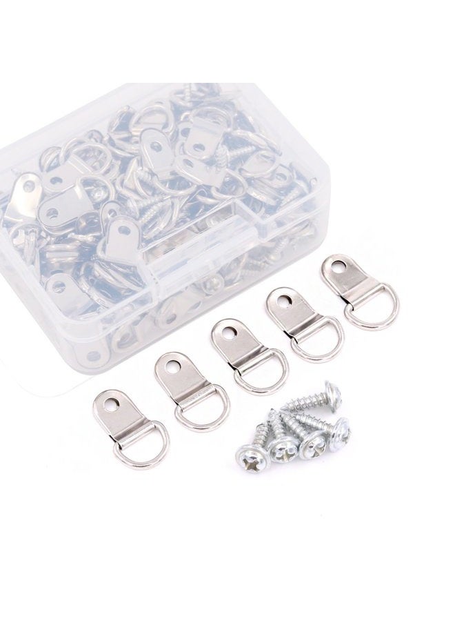 Rustark 110Pcs Silver Metal D Ring Picture Hangers Frame Hanging Hangers Single Hole with Screws for Picture Painting Frame Cross-stitch - Image 4