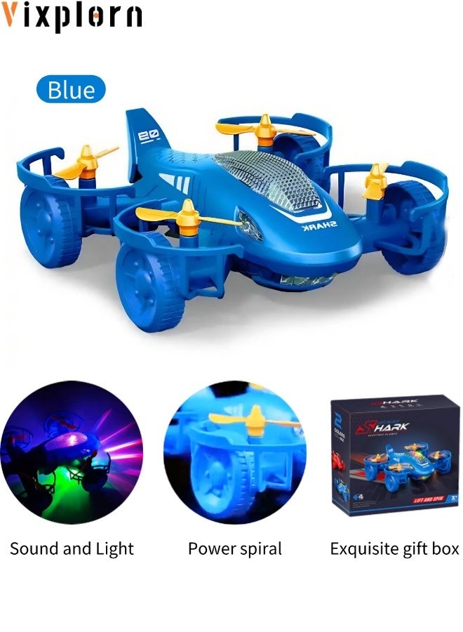 Vixplorn Kids Airplane Toy, Flying Toy with LED Light and Music - Electric Airplane for 3+ Boys and Girls - Interactive Toy with 360° Flip, Gift for 3+ Boys and Girls（Blue） - Image 1