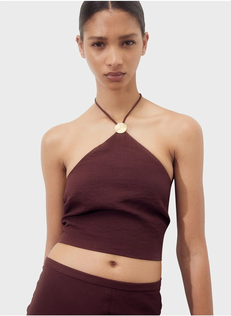 اتش اند ام Halter Neck Crop Top