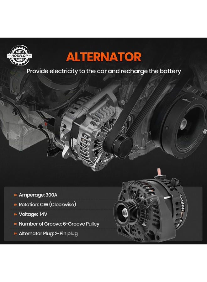 hodflop 15093928 14V 300Amp High Output Alternator Compatible with Cadillac Escalade & Chevy Avalanche Suburban Tahoe & GMC Yukon 2007-2011 & Hummer H2 2008-2009, 4.3/4.8/5.3/6.0/6.2/6.6L 15857608 15905871 - Image 4