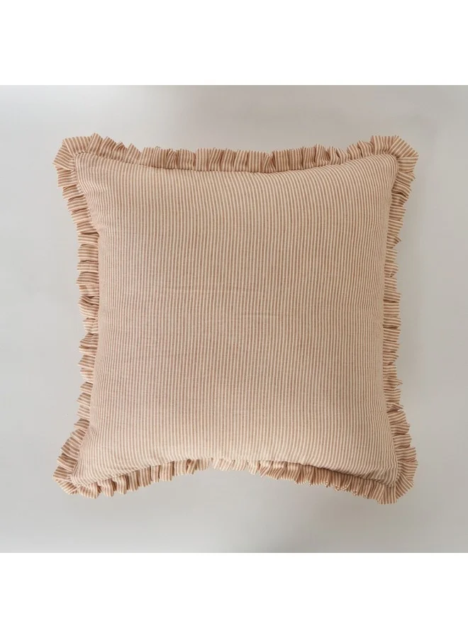 Home Box Warm Oasis Terra Pin Stripe Scallop Edges Filled Cushion 50 x 50 cm