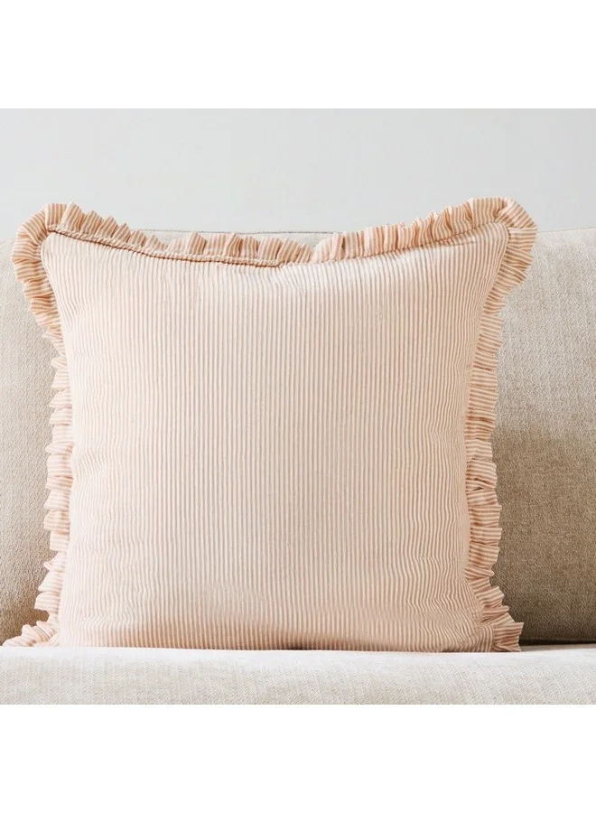 Home Box Warm Oasis Terra Pin Stripe Scallop Edges Filled Cushion 50 x 50 cm