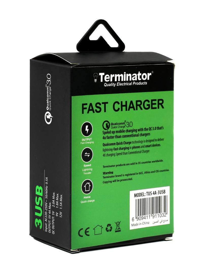 Terminator 13A Fast Charger with 3 USB (Qualcomm 3.0) - Image 3