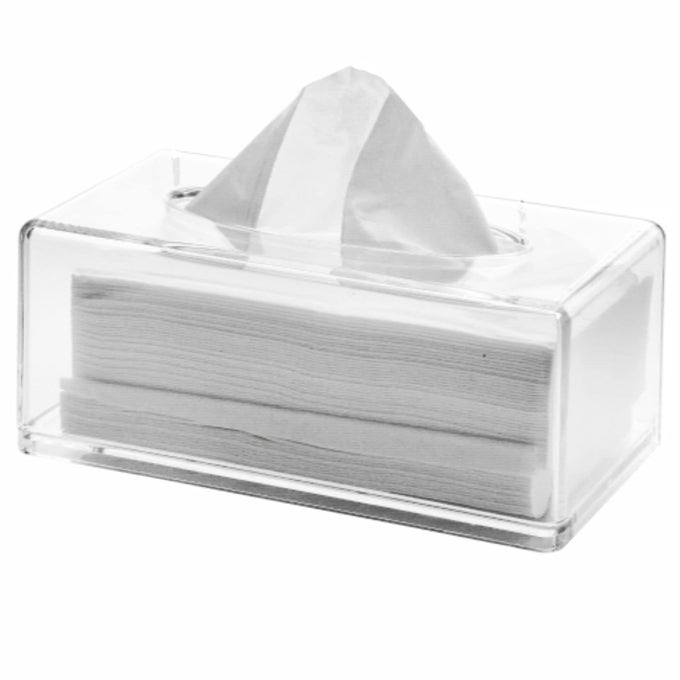 CLEAR ACRYLIC TISSUE BOX HOLDER WITH COVER FACIAL TISSUE DISPENSER BOX CASE FOR COUNTERTOPCLEAR PLASTIC DRYER SHEET CONTAINER NAPKIN ORGANIZER FOR BATHROOM KITCHENHOMERECTANGLE